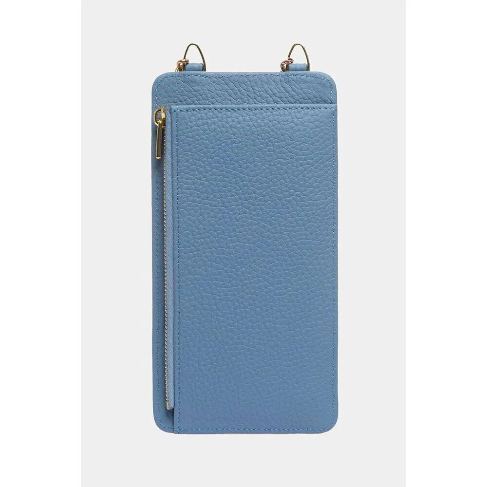Genuine Leather Crossbody Bag Women Small Phone Wallet Credit Card Iced Blue